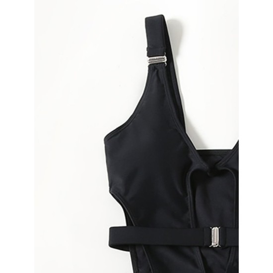 Sexy Sleeveless Split-Joint Hollow Monokini Swimwear