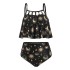 Fashion Hollow Spaghetti-Neck Printing High Waist Tankini Swimsuit