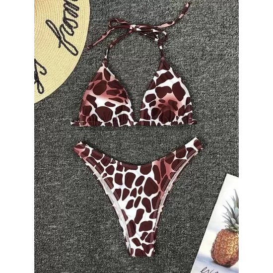 Sexy Strapless &Sun Shirt Leopard Print Three Piece Tankini Swimsuit