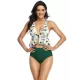 Floral Printed Falbala High-Waisted Backless Tankini Swimwear