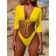 Plain Knot Front Bikinis Swimwear