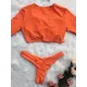 Plain Knot Front Bikinis Swimwear