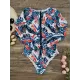 Fashion Floral Print Zipper Sexy  One-Piece Wetsuit Swimwear