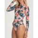 Floral Printed Long Sleeves One Piece Wetsuit