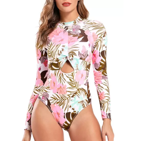 Long Sleeve Floral-Print Hollow Wetsuit