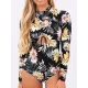 Long Sleeve Floral-Print Hollow Wetsuit