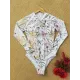 Long Sleeve Floral-Print Hollow Wetsuit