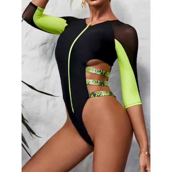 Long Sleeve Split-Joint Bandage One-Piece Wetsuit