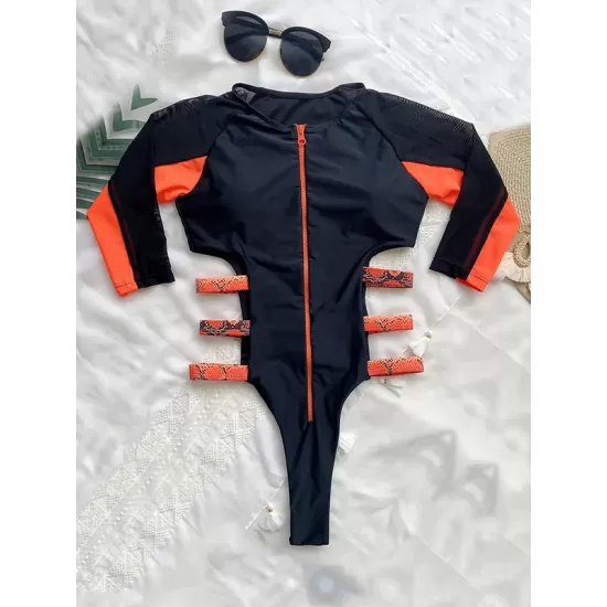 Long Sleeve Split-Joint Bandage One-Piece Wetsuit