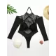 Solid Color See-Through Gauze Wetsuits+Triangles Swim Top