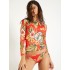 Floral Print Long Sleeve Tight Wetsuit Swimwear