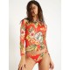 Floral Print Long Sleeve Tight Wetsuit Swimwear