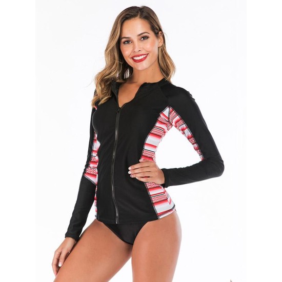 Stripe Zipper Two Pieces Wetsuit