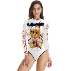 Fashion Halloween Teddy Bear Printed Long-Sleeves Wetsuit