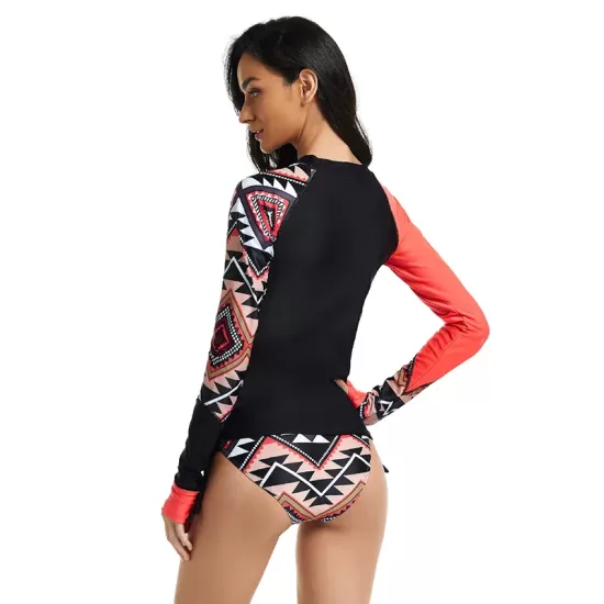 Women's 2 Pieces Long Sleeve Surf Suit Sunscreen Swimsuit