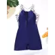 Zipper Contrast Color Split-Joint One-Piece Swimsuit