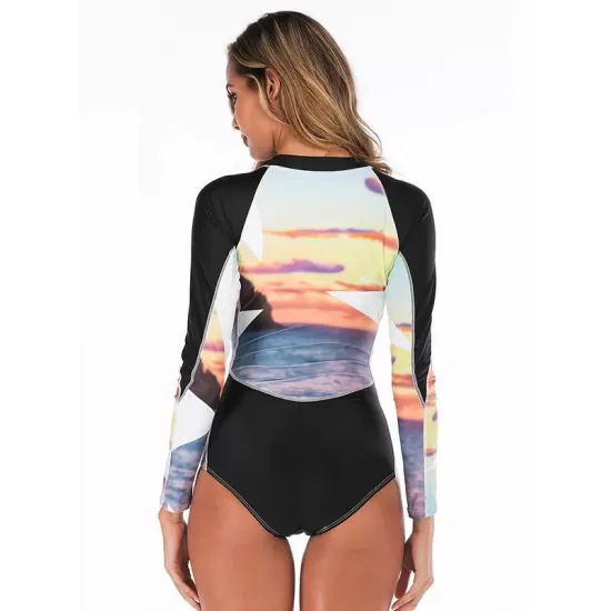 Contrast Zipper Collar One Piece Wetsuit