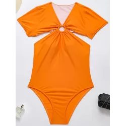 Short Sleeve Split-Joint Hollow One-Piece Wetsuit Swimwear