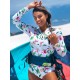 Fashion Floral Print Zipper One-Piece Wetsuit Swimwear