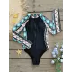 Long-Sleeves Plaid Split-Joint One-Piece Wetsuit