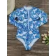 Long-Sleeves Floral Printed Zipper One-Piece Wetsuits