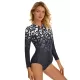 Long Sleeves Floral Printed Zipper One-Piece Wetsuits