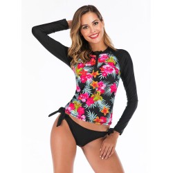 Floral Zipper Two Pieces Wetsuit