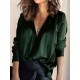 Solid Color V-Neck Long Sleeves Blouse Shirt Top