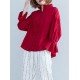 Jacquard Falbala Puff Sleeves Blouse