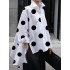 Fashion Buttoned High-Low Polka-Dot Split-Side Lapel Long Sleeves Blouse