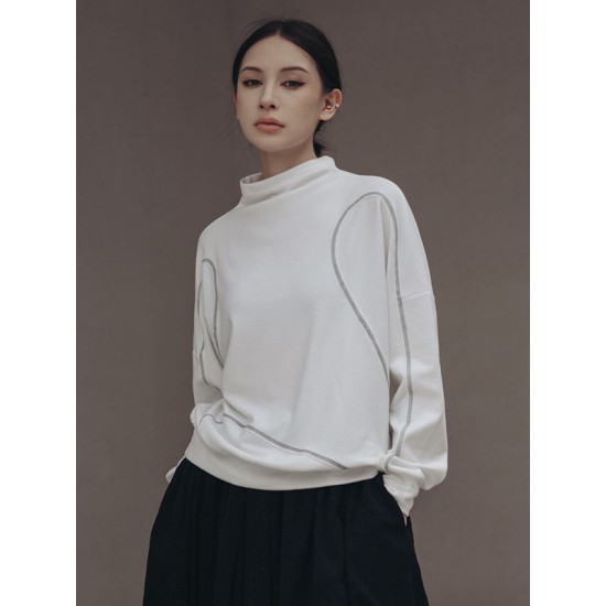 Urban Long Sleeves High-Neck Sweatshirt Tops