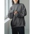 Casual Loose Long Sleeves Velvet Solid Color High-Neck Sweatshirt Tops