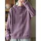 Simple Long Sleeves Loose Velvet Keep Warm Solid Color Hoodies Tops