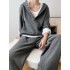 Loose Long Sleeves Split-Joint Hoodies + Elasticity Solid Color Pants Trousers Two Pieces Set