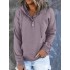 Drawstring Pockets Split-Joint Long Sleeves Loose Hooded Hoodies Tops