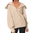 Solid Color Zipper Long Sleeves Loose Lapel Sweatshirt Tops