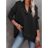 Buttoned Hooded Split-Joint Batwing Sleeves Long Sleeves V-Neck Hoodies Tops