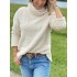 Solid Color Split-Joint Long Sleeves Loose High Neck Sweatshirt Tops