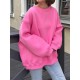 Solid Color Long Sleeves Loose Round-Neck Sweatshirt Tops