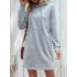 Drawstring Pockets A-line Long Sleeves Hooded Mini Dresses Hoodies Tops