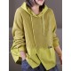 Drawstring Split-front Split-Joint Hooded Long Sleeves Hoodies Tops