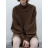 Solid Color Split-Joint Loose Puff Sleeves High Neck Sweatshirt Tops