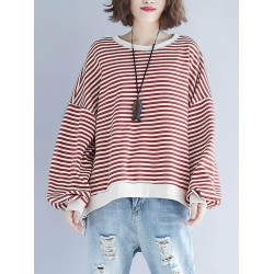 Loose Striped Split-joint Sweatshirt