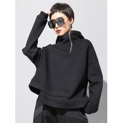 Stylish Black Asymmetric Zipper Hoodies