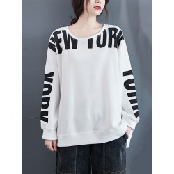 Stylish Letter Print Round-Neck Sweatshirt