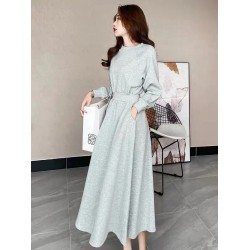 Casual Solid Color Long Sleeves Sweatshirt Dress Midi Dress