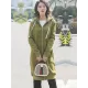 4Colors Drawstring Hooded Split-Joint Pocket Solid Color Zipper Outerwear