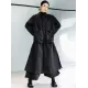 Loose Split-Joint Black False Two Trench Coat