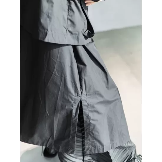 Loose Split-Joint Black False Two Trench Coat