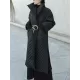 Black Rhombic Split-Side High Collar Long Coat